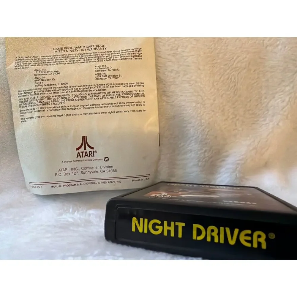 Atari Night Driver Video Game Atari 2600 Vintage 1978 CX2633 w/ Manual